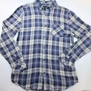 Billabong Premium Quality Flannel Shirt Mens XL Blue Plaid Button Down Cotton